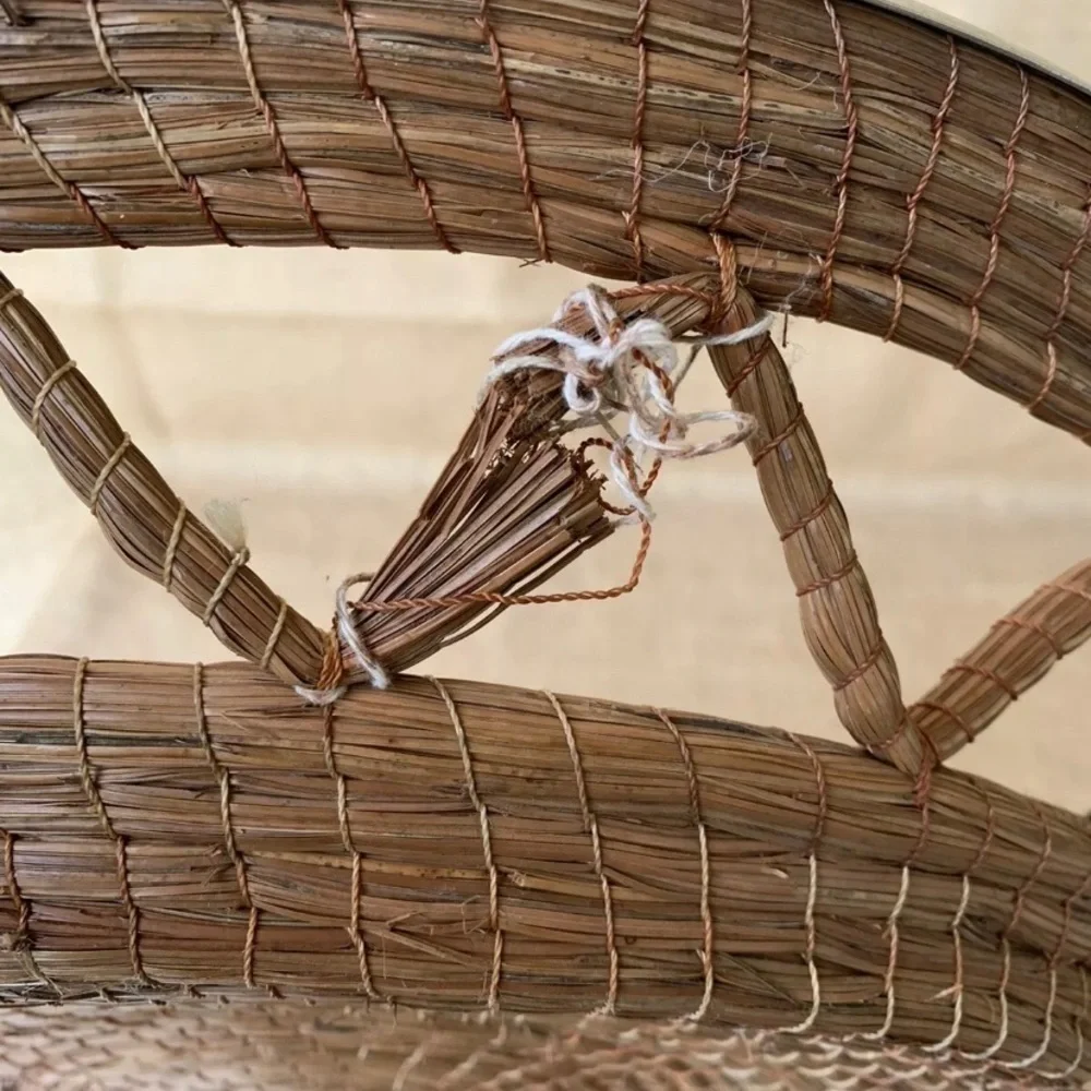 Vintage Rope Basket Silver Trim Wedding Serving Bowl Boho